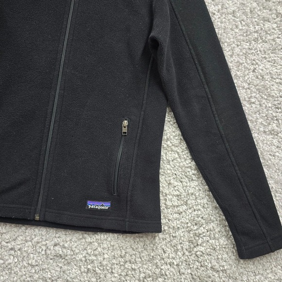 Patagonia Simple Synchilla Jacket Womens Medium Black Full Zip Fleece Logo READ - Picture 2 of 13
